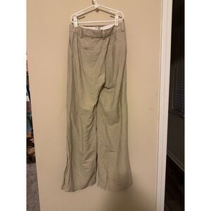 H&M Linen Blend Wide Leg Pants Taupe Beige High Waisted Pleated Size 2